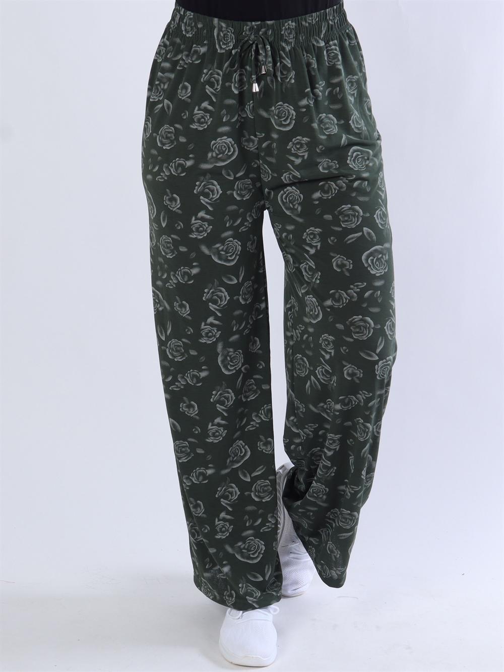 Laiba - Långa byxor med rosenmotiv